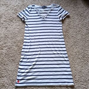 Ralph Lauren Sport Navy/White Stripe T-Shirt Dress, size XL